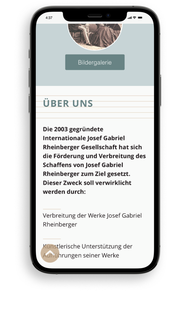 Screenansicht Mobil von rheinberger.li